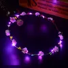 Colorful Flashing LED Flower Headband Luminous Floral Hair Garland Wreath Wedding Women Girl Hair Accessories wen6847