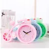 Reloj despertador con forma de bicicleta, colores caramelo, multifunción, cama de viaje, pitido, despertador de escritorio, Mini relojes de mesa portátiles silenciosos