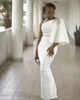 Vogue robes de soirée blanc une épaule demi manches sirène robes formelles africain dubaï longue robe de bal de célébrité