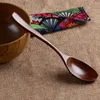 Estilo japonês grande colheres de madeira colheres de segurança alimentos colheres de madeira com trorto para sopa arroz cereal cutelaria de madeira utensílio