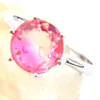 Luckyshine Gioielli popolari di moda per le donne Anello con timbro 925 Anello rotondo con tormalina rosa Anelli di nozze placcati in argento sterling 925 con pietra preziosa