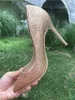 Le donne di modo di trasporto libero pompe Gold Glitter punta punta tacchi alti scarpe con tacco sottile in vera pelle scarpe da sposa scarpe da festa scarpe da sposa