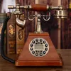 European Antik Solid Trä Telefon Landline Retro Fashion Creative American Home Fixed Line för att visa telefon
