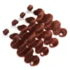 Reddish Brown Brazylijskie ludzkie włosy splotowe wiązki z pełną frontal ciało fala # 33 ciemne kaszturowe splot z 13x4 koronki frontal