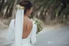 2018 3/4 Long Sleeves Country Wedding Dresses with Satin Detachable Train Champagne Tulle Bridal Wedding Gowns Custom Made