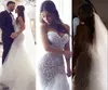 2023 Vestidos de Noiva Sereia Árabe Dubai Plus Size Sweetheart Cristal Beading Apliques de Renda Pérolas Ilusão Backless Court Train Vestidos de Noiva Longos