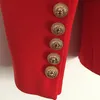 Ny stil Toppkvalitet Original Design Kvinnors klassiska dubbelbröst Blazer Slim Jacket Metal Buckles Blazer Red Blending Coat Outwear