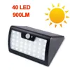 LED-Solarlampe, 40 LEDs, 800 lm, IP65, wasserdicht, 6 Modi, Bewegungsmelder, Sicherheitsleuchte mit Fernbedienung