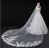 웨딩 드레스를위한 성당 신부 베일 신부 가운 3D 꽃 부드러운 얇은 명주 그물 흰색 아이보리 얇은 명주