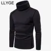 2018 Jesień Mężczyźni Turtleneck Bluza Moda Przycisk Koreański Slim Male Swetry Długie Rękaw Casaul Solidne Bluzy męskie Topy