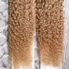 Brasilianska Kinky Curly Micro Loop Ring Länkar Mänskliga hårförlängningar Brun Blond Remy Hair 200g 1g / s Mikropärla Hårstycken