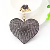 Gold Crystal Heart Keychain Tassel Charm Carabiner Key Rings Holder Bag Hangs Fashion Jewelry Will and Sandy Drop Ship