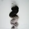 Argento ombre micro ciclo rey ombre estensioni per capelli umani 100GT1b / grigio Micro Loop Hair Extensions Body Wave Micro Micro links estensione dei capelli umani