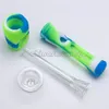 Smoking Silicone Hand Pipe with Glass Downstem &Glass Bowl Bongs For Oil Rigs