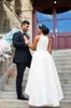 2018 Högt lågt bröllopsklänningar Ärmlös Tiered Ruffle Bridal Gowns Back Zipper Spaghetti Custom Made Simple Wedding Grows
