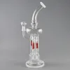 Dubbele Filter Waterleidingen 13.7 "Glasbongen Recycler Glas Bong 14mm Mannelijk Joint met Glazen Kom