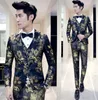 2018 mode personnalisé 3 pièces robe de mariée hommes costume italien Floral Blazer Masculino costumes décontractés Slim Fit smoking rouge jaune bleu