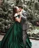 Newest Dark Green Vintage Prom Dresses Satin Sexy Off the Shoulder Lace Applique Beaded Formal Occasion Wear Evening Gowns HY4047