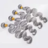 Cabelo humano de cor cinza prata 4bundles com renda frontal 13x4 Malásia Virgin Body Wave Weft 4pcs com orelha a orelha frontal9045272394