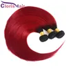 Hoge kwaliteit gekleurde 1B rode human hair extensions zijdeachtige rechte maleisische maagdelijke ombre weeft goedkope tweekleurige rode ombre bundels de6250240