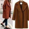 LANMOX 2017 Höst Vinter Cashmere Trench Coat Mode Kvinnor Ullrock Lös kvinnlig Ytterkläder Overcoat Brand European Jacket