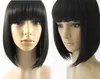 Hot Sälj Ny Sexig Kort Svart Straight Bangs Bob Kvinnors Lady Hair Wig Wigs