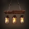 Pendant Lamps Industrial Woody Wrought Iron Pendant Light Chandelier Hanging Lamp Celling Lights Fixture Metal Cage with Glass Shade for Indoor Bar