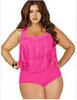 Plus Size Bademode Damen Fransen Quasten Bikini Hohe Taille Badeanzug Sexy Badeanzug Gepolsterter Boho Badeanzug Monokini Beachwear Biquini B4045