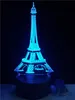 3D Moda Romantik Fransa Eyfel Kulesi Gece aydınlatması LED RGB Değiştirilebilir Mood Lambası Yatak Masa Lambası Çocuk Arkadaşları Aile Hediyeleri