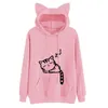 Novo kawaii gato orelha hoodies feminino bonito dos desenhos animados dormir gato impressão moletom com capuz casual solto pulôver agasalho adorável outerwea3576236