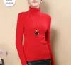 2018 하이 엔드 터틀넥 캐시미어 스웨터 여성 슬림 풀오버 짙어지는 짧은 디자인 기본 셔츠 탄성