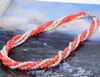 18" Pink Coral & White Cultured Freshwater Pearl Beads Twisted Necklace