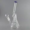 funil duplo de água Tubulações Recycler Bongos 10" Oil Rig Bong 14 milímetros masculino tubos de vidro conjunto vem com bacia