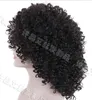 검은 색 afro 곱슬 곱슬 곱슬 머리 가발 사이드 이별 내열성 섬유 합성 가발 모자없는 패션 가발 무료 배송