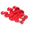 Virgin Brasilian brillante rossa capelli umani intrecciati corpo onda del corpo colorato rosso peli vergini bundle 3pcs lotto corpo wavy doppi trame exte5692253