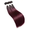 Mink Brazilian Virgin Hair Straight Hair Weaves 3/4 Bundles 1b 99J Burgundy Silk Straight Bundles Ombre Two Tone Human Hair Weave