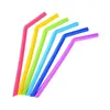 100pcs colorful silicone straws for cups food grade 25cm silicone bent straws for bar home drinking straws