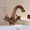 Luxury Vintage Retro Antique Brass Single Dual Handle Bathroom Sink Faucet Lavatory Faucet Basin Sink Faucet Contemporary