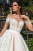 New Crystal Design Sheer Neck Beaded Wedding Dresses Princess Long Illusion Tulle Applique Ruffles Ball Gown Wedding Dresses Bridal Gowns