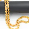 Uodesign Hiphop Mens 24K Yellow Golden French Rope Chain Necklace 75cm Long Hip Hop Necklace