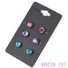 3 set / pacco Charms a cerchio con perno misto ciondolano l'orecchino per le donne moda cristallo strass orecchini E0778