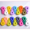 Silicone Eight Shape Teether Food Grade Silicone Teething Pendant Necklace Baby Chewing Bead Safe Teether Toy Sensory Necklace