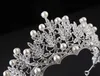 Barokowa Pearl Bridal Crowns Hairbands Silver Bridal Tiaras Opaski Kryształowe Ślub Diadem Królowa Korona Tiara Akcesoria do włosów