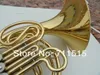 BRASS GOLD LACKER Double-Row 4 Key Single French Horn Wind Instrument med munstycke FB Key French Horn With Nylon Case