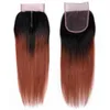 Braziliaanse Ombre 1B33 Gekleurde Haarbundels met Sluiting Real Brazilian Human Hair Vendors Weave Extension 3 Bundel met Midden Pa6552433