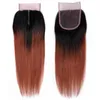 Brésilien Ombre 1B33 Faisceaux de cheveux colorés avec fermeture Vrais vendeurs de cheveux humains brésiliens Weave Extension 3 Bundle avec Middle Pa6552433