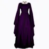 Medieval Women's Solid Vintage Victorian Gothic Dress Renaissance Maiden Dresses Retro Long Gown Cosplay Costume For Hallowee278z