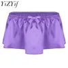 2018 Mens Lingerie Soft Shiny Satin Ruffled Bloomer Tiered Skirted Mutandine Sissy Boxer Shorts Intimo Sexy Gay Maschio Clubwear