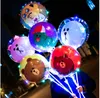 LED balon Cartoon Bobo Night Light Up Balloons Walentynki Wedding Party Transparent Bear Duck Kids Balloon Party Decoration