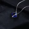 JewelryPalace Classic 3.3ct Square Created Sapphire Pendant 925 Sterling Silver Charms Engagement Wedding Jewelry Without Chain S18101308